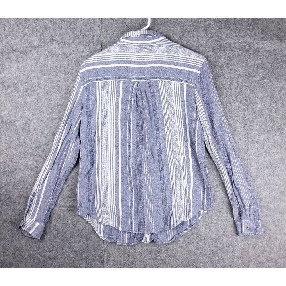 Maeve Anthropologie Shirt Women's Medium Striped‎ Button Up Viscose Pocket - Picture 3 of 7